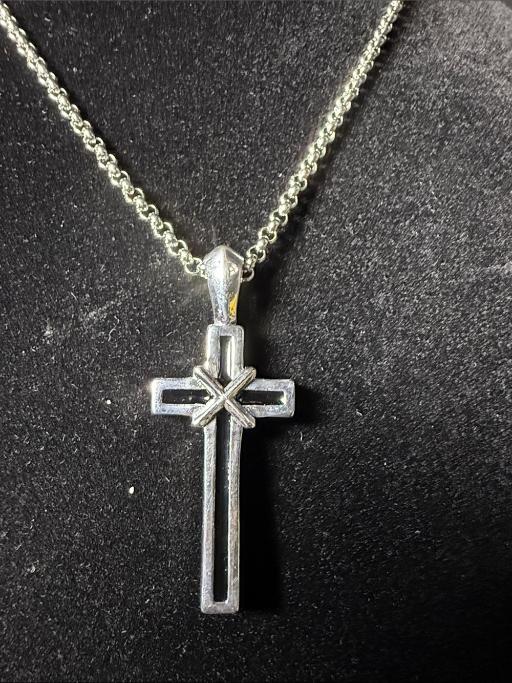 Silver Cross Pendant Necklace - Silver Finish